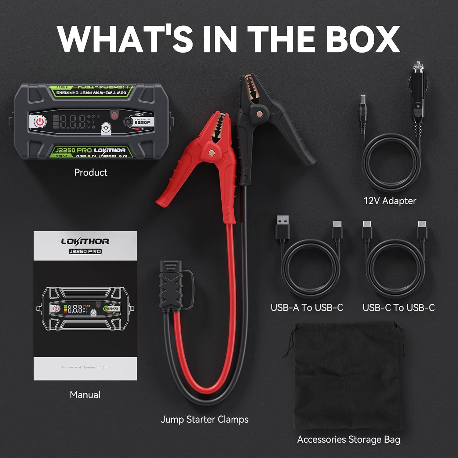 LOKITHOR J2250 PRO Jump Starter with ConnectMax, 2250A LiFePO4 Car Starter Battery for 8.0L Gas and 6.0L Diesel Engines, Jump Pack with 60W Two-Way Fast Charging, Super-Safe and 2000 Cycle Life - Image 9