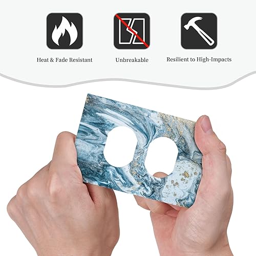 Miniatura 5 de Moderno abstracto Lexury Dark Turquoise Teal Blue Gray Marble Textured Pattern 1 Gang dúplex Receptáculo Placa de pared Jumbo Cubiertas de enchufe