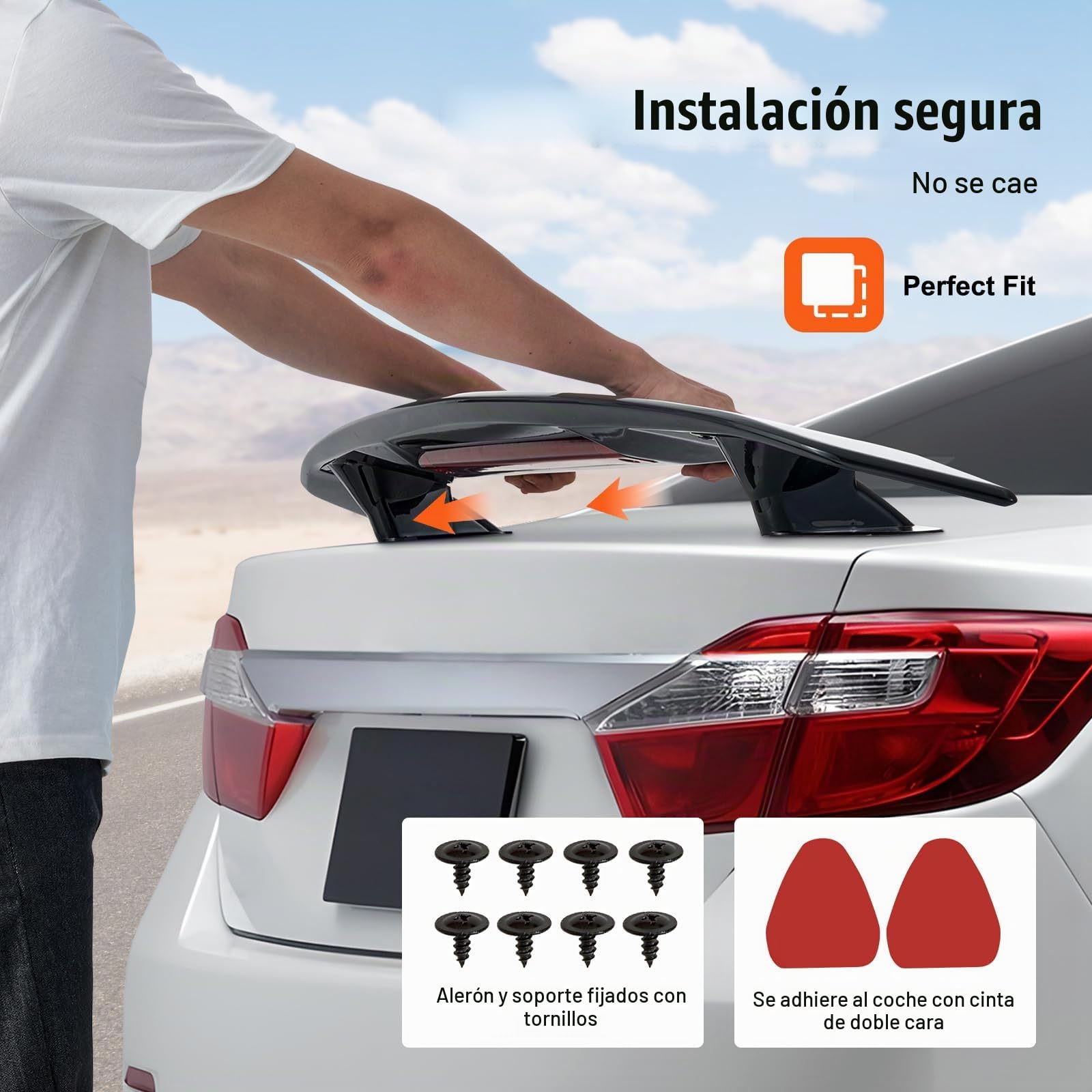 VEVOR Alerón de Coche, Alerón Universal de 1175 x 235 x 125 mm, Compatible con la Mayoría de los Sedanes y Cupés, Material ABS de Alta Resistencia, Alerón Trasero de Coche de Color Negro Brillante