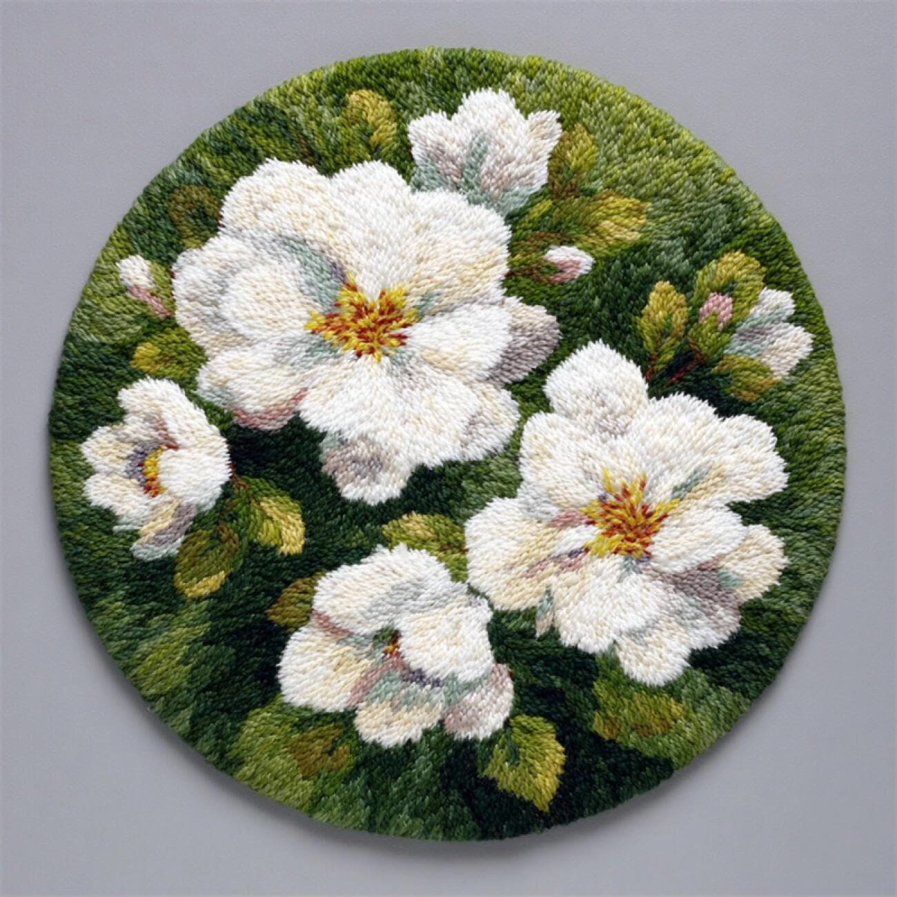 Kitquiver Rug Latch Hook Craft Kits White Jasmine 100x100cm