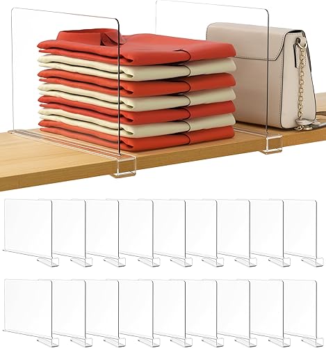 Miniatura 43 de HBlife Paquete de 6 separadores de estantes grises, organizador vertical de bolso para armario, perfecto para suéteres, camisas, bolsos