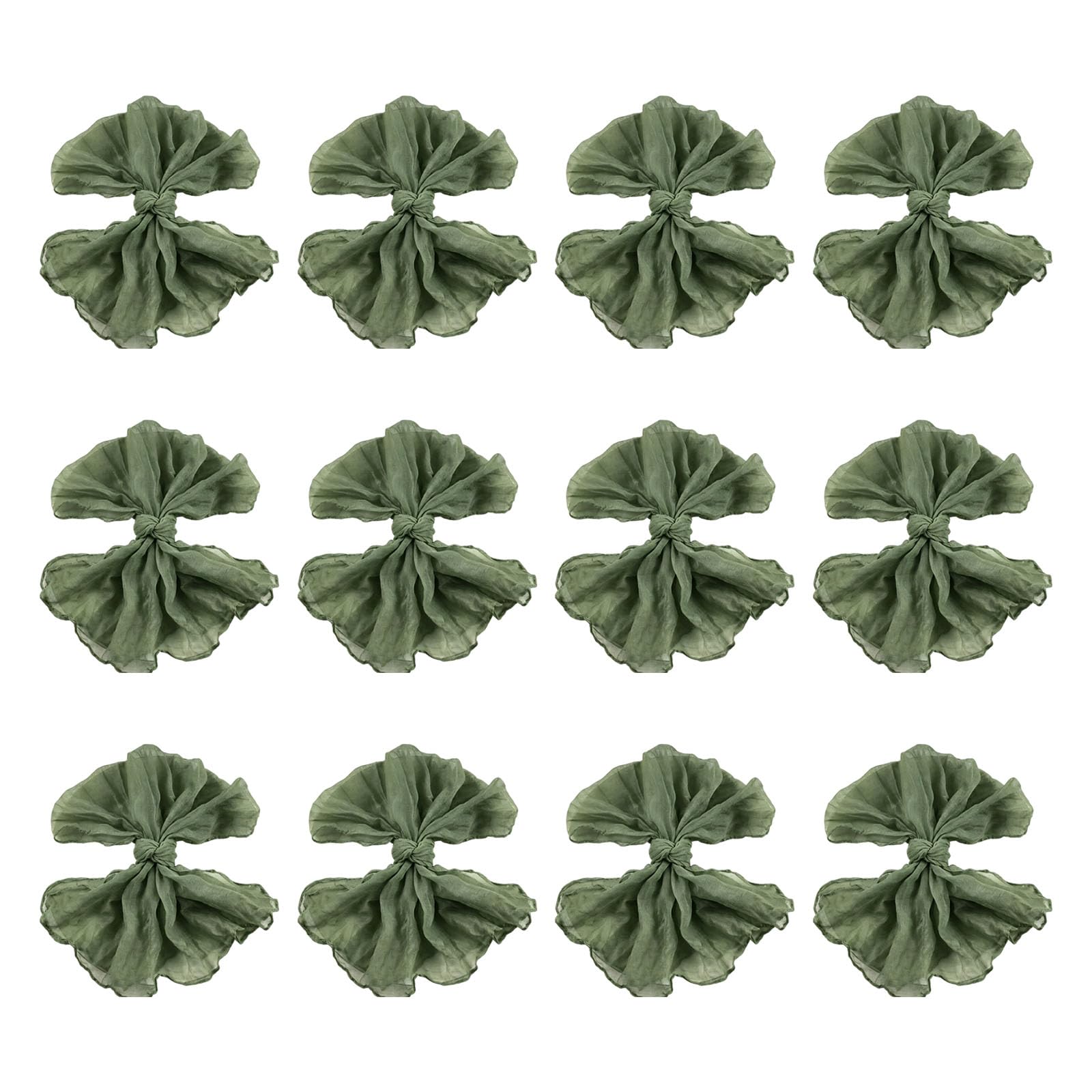 Shntig Grass Green 12Pcs Elegant Bohemians Print Chiffons Napkins Polyester Fiber Ideal For Daily Use And Event Decorative Party Napkins