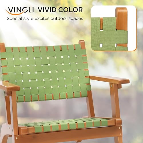 Miniatura 6 de VINGLI Sillón para exteriores, silla de madera para todo tipo de clima con tela tejida de polietileno impermeable, silla Adirondack para jardín,