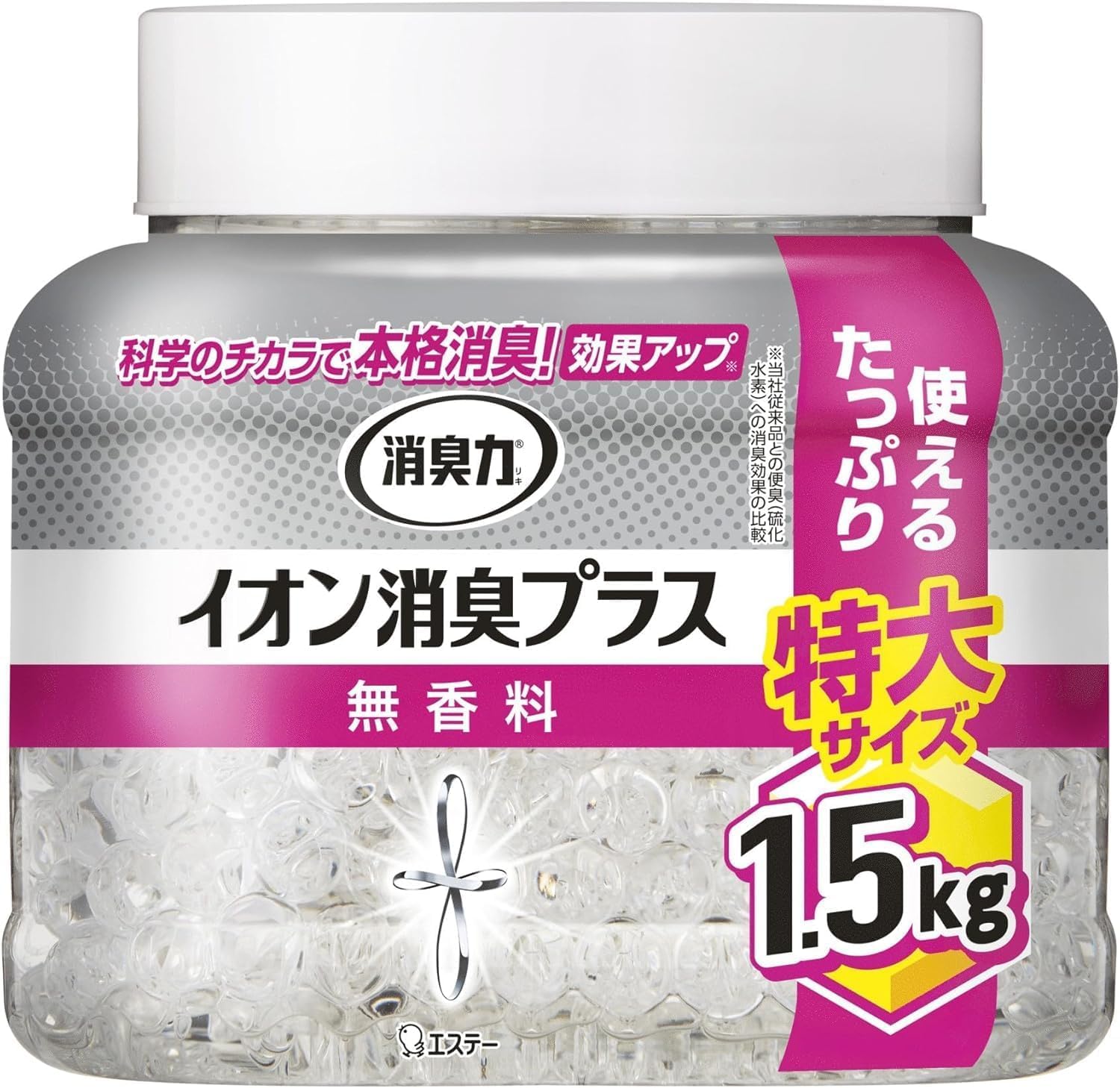 消臭力 イオン消臭プラス 消臭ビーズ 部屋 トイレ用 置き型 無香料 特大 本体 1.5kg クリアビーズ 部屋用 玄関 リビング キッチン トイレ消臭剤 消臭 芳香剤