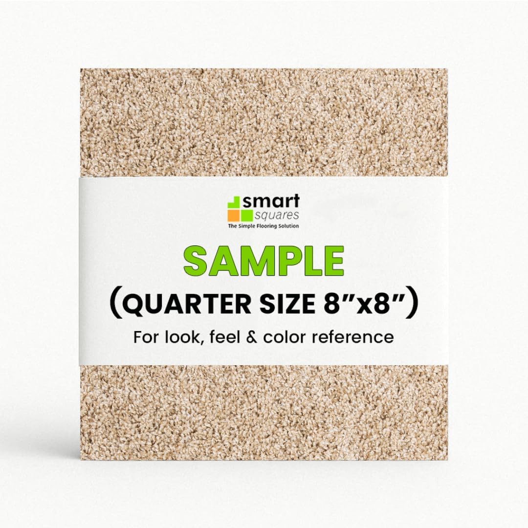 Smart Squares The Simple Flooring Solution 708 Claystone Smart Squares In A Snap Premium Plush Carpet Tiles, Made In Usa – 8X8 Peel And Stick Floor Tiles With Attached Padding – Seamless Diy Carpet Squares (0.44 Sq Ft, Sample, )