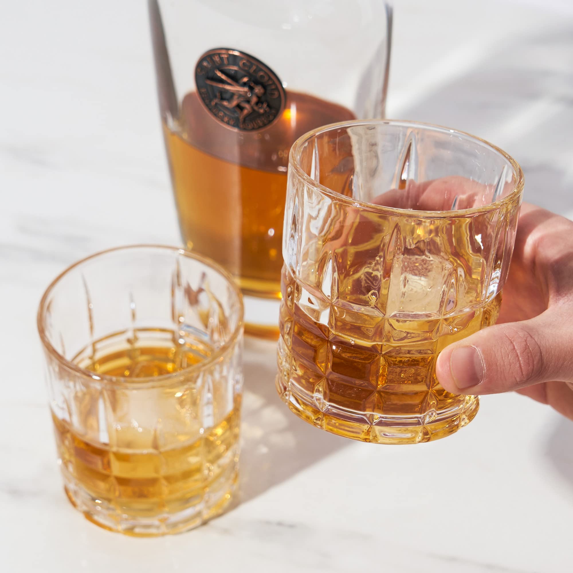 Viski Highland D.O.F zestaw 4 szt., bezołowiowy kryształ, klasyczne naczynia koktajlowe Lowball, 295 ml, podwójne staromodne szkło