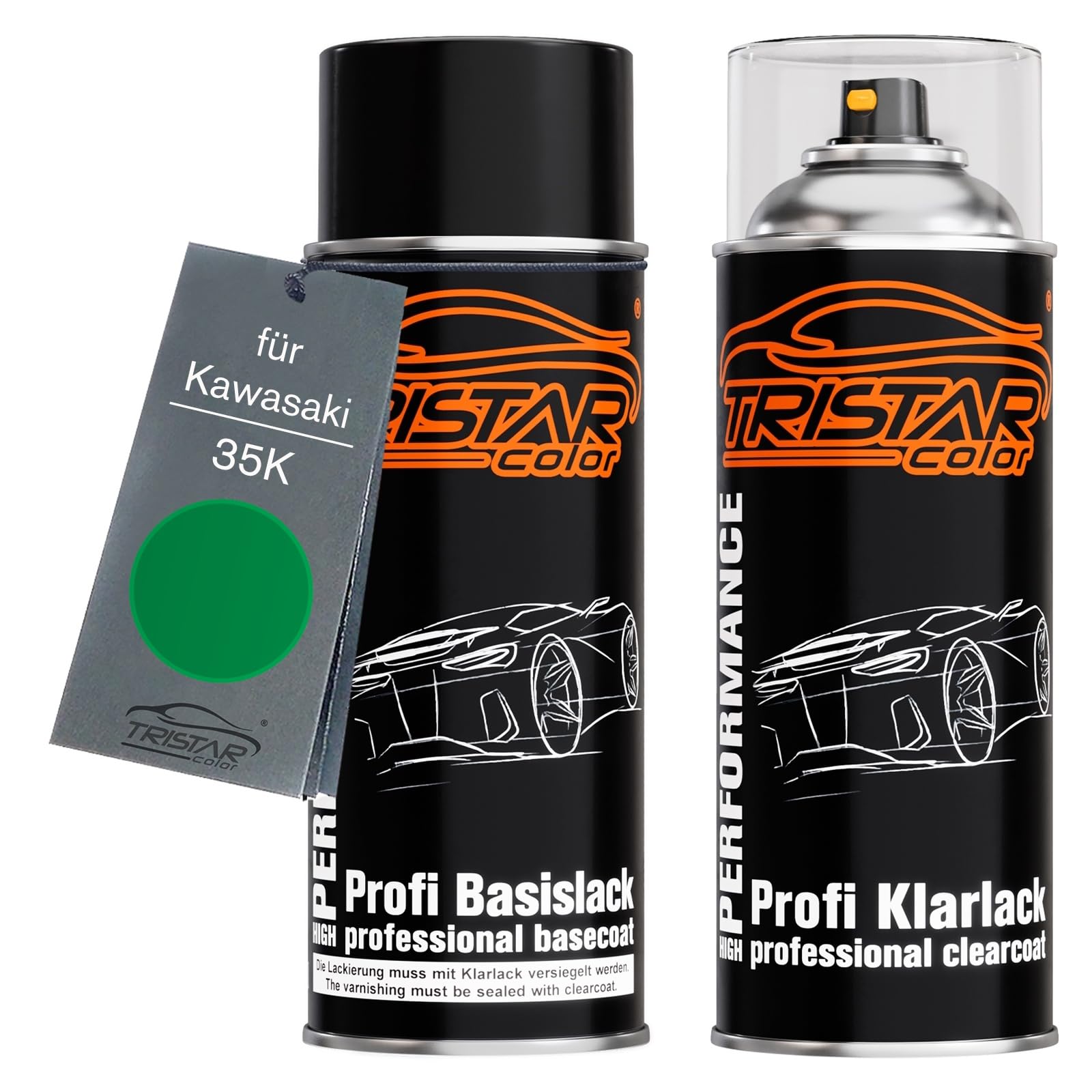 Tristarcolor Candy Flat Blazed Green Metallic Motorcycle Paint Spray Can Set For Kawasaki 35K Base Coat Clear Coat Spray Can 400Ml