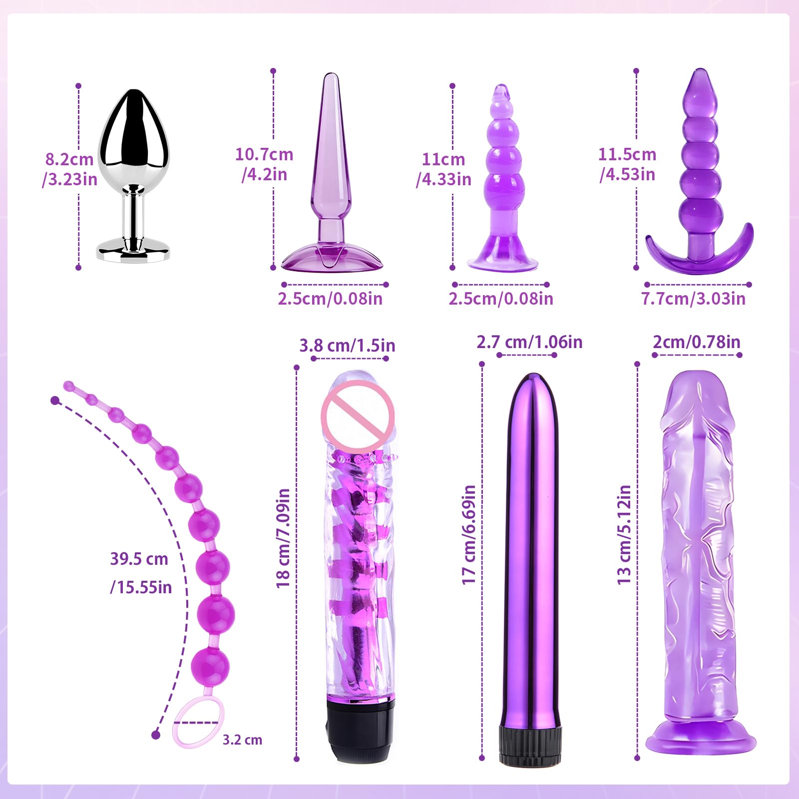 Kit de Bondage kit BDSM 15 pièces, Accessoire Ensemble de Bondage pour Couples Kit de Contention pour Débutants Un Kit Essentiel pour des Moments Intimes entre Hommes et Femmes.Violet