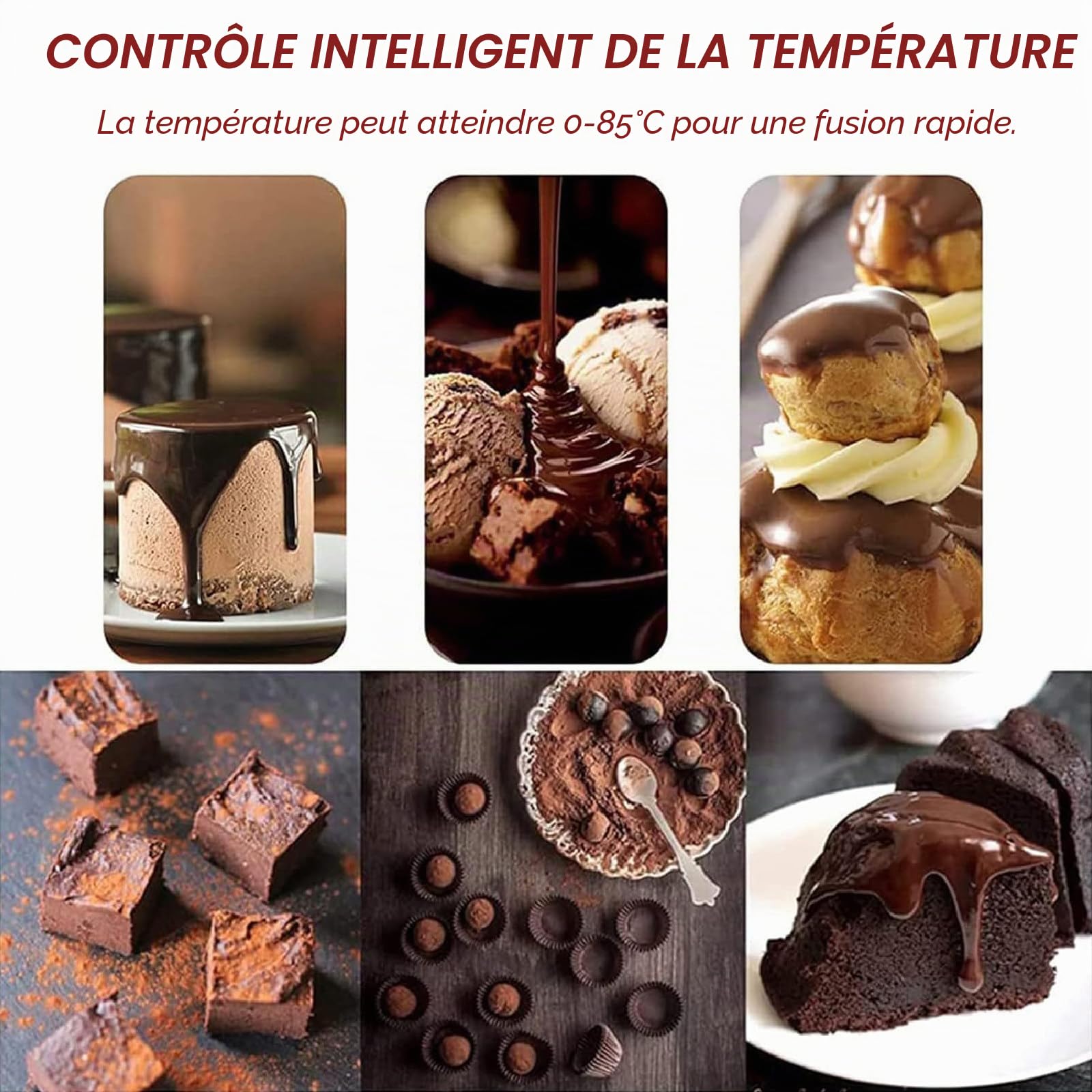 Fondoir à Chocolat à Chauffage Par Air, Machine à TempéRer Le Chocolat, Pot De Fusion De Chocolat De 27 Lb Avec ContrôLe De La TempéRature,1Tank-220V