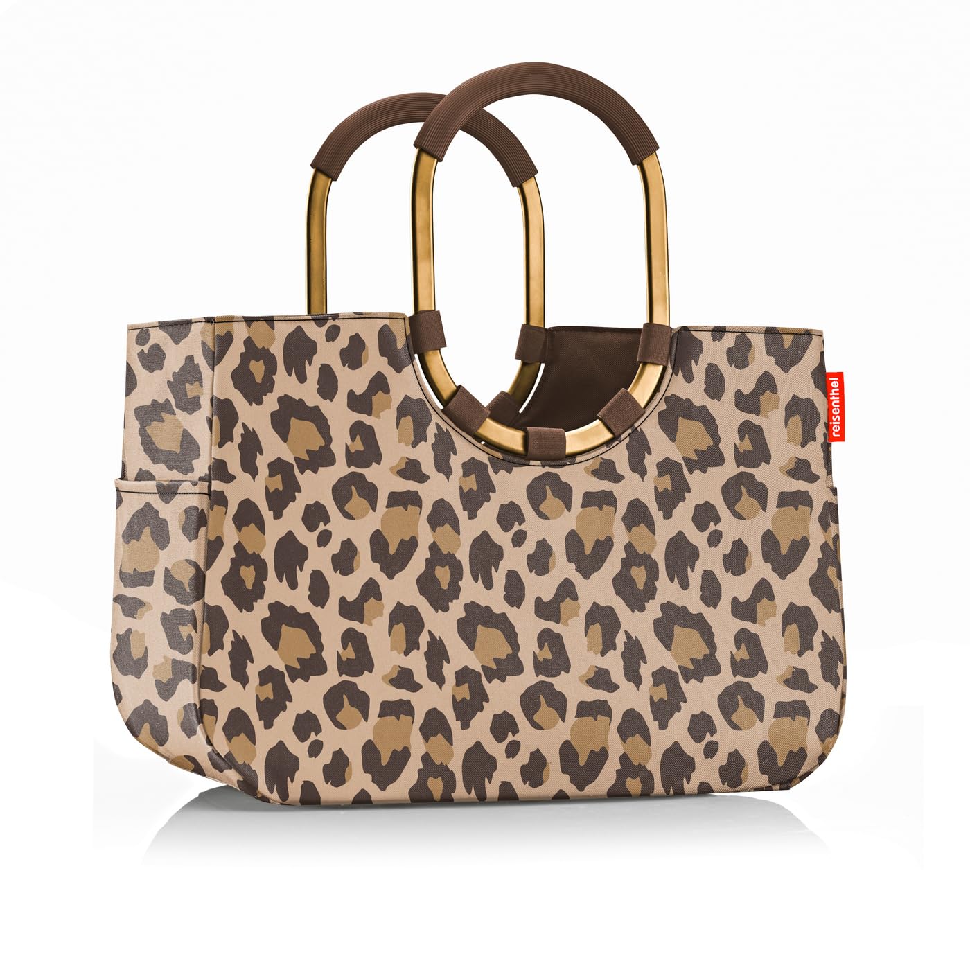 reisenthel loopshopper L frame leo macchiato – Stabile Tasche mit praktischen Fächern aus recycelten PET-Flaschen – Charmantes und wasserabweisendes Design gold