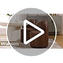 Wahson Faux Leather Swivel Dining Chair, Modern Upholstered Barrel Accent Chair with 360 Degree Rotation, Brown Vanity Chair for Dining/Living Room, Bedroom, Makeup Room