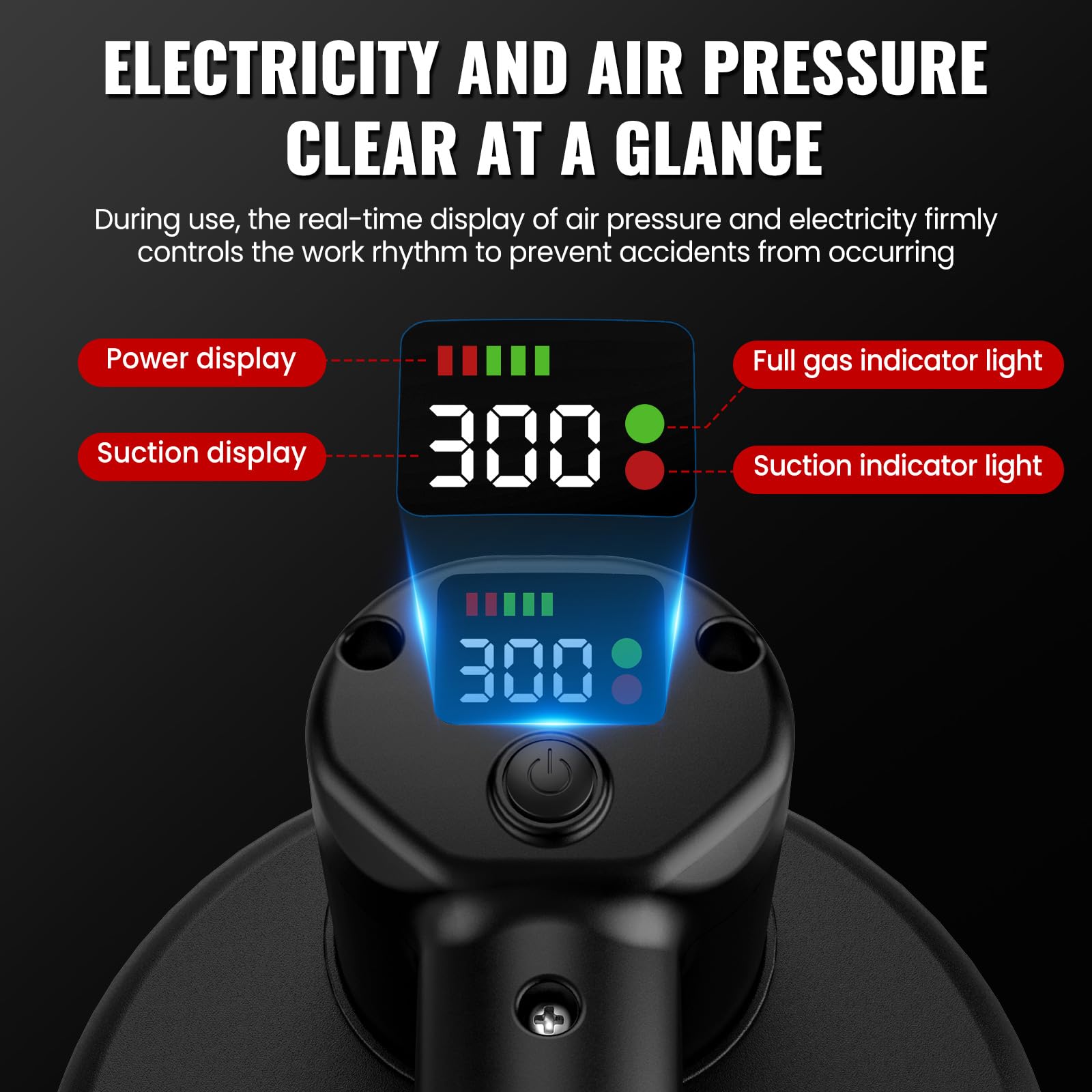 Ventosa Azulejo, Ventosa de Vacío Para Elevar Vidrio, Azulejos, Mármol, Ventosa Eléctrica de Azulejo con 3600 mAh Batería, Motores Duales, Cargas 300KG, Diámetro 24 cm, Pantalla LCD