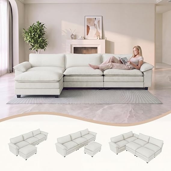 Homall 118.9 L Shaped Cloud Couch, Modular Sectional Sofa for Living Room