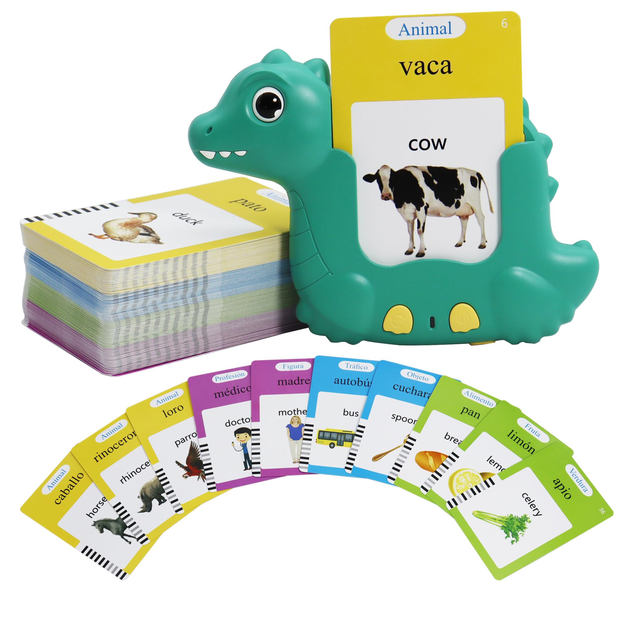 MAYAPHILOS Spanish and English Talking Flash Cards, 224 Sight Words Learn Spanish for Kids, Audible Educational Interactive Autism Sensory Toys for Toddlers