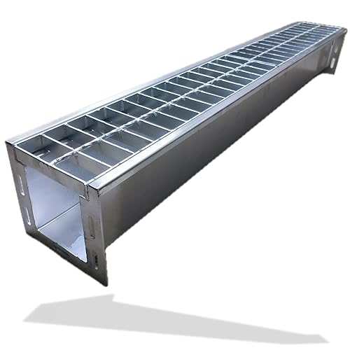 304 Stainless Steel Channel Drain with Galvanized Steel Grate 39.4x5.9x5.5