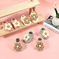 Vista 6 de Paquete de 4 calcetines para bebé, con empuñaduras antideslizantes de flores para bebés y niños pequeños, calcetines tobilleros de corte bajo