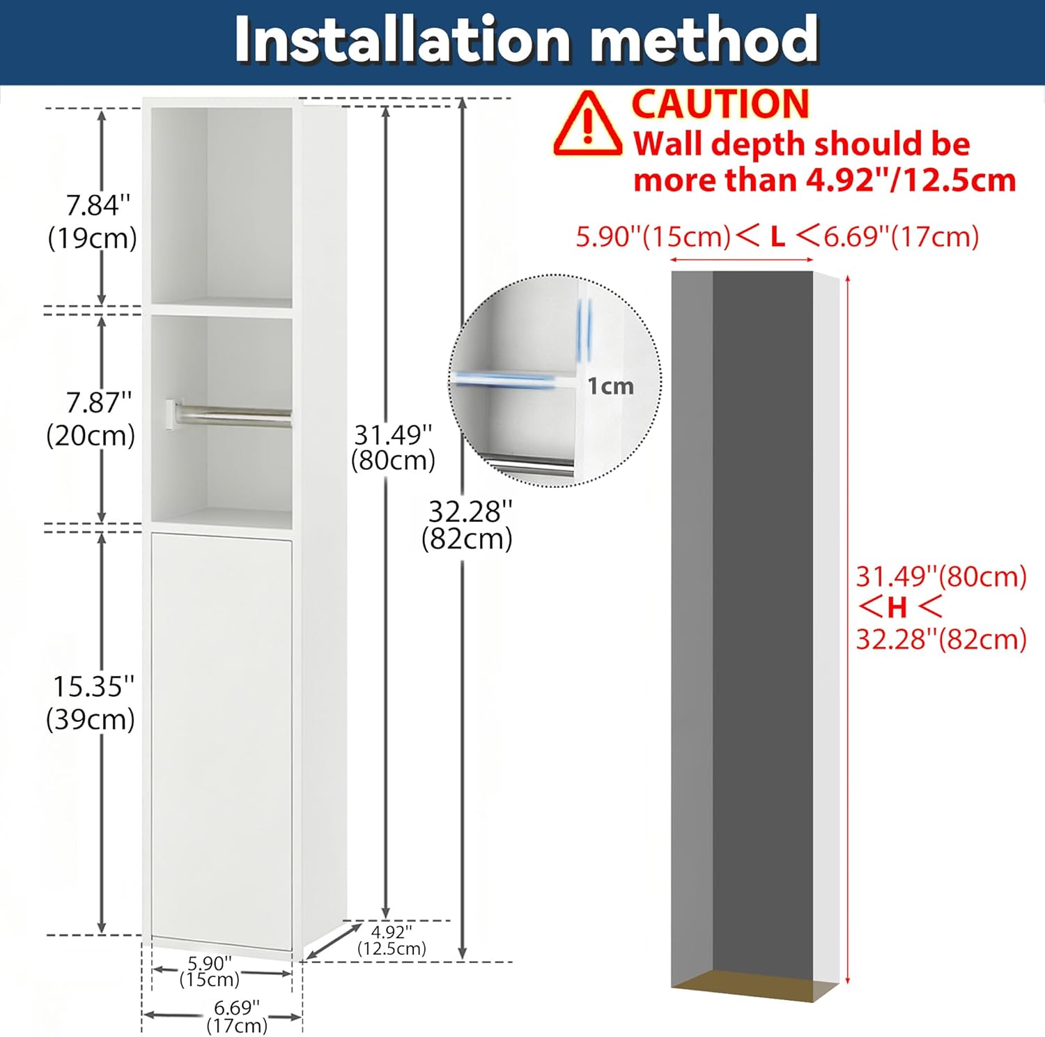 in Wall Toilet Paper Holder, Recessed Toilet Paper Holder Brushed Nickel with 3 Storage White Stainless Steel Bathroom Toilet Paper Holder for Toiletries Toilet Brush (Matte White, 32''H)
