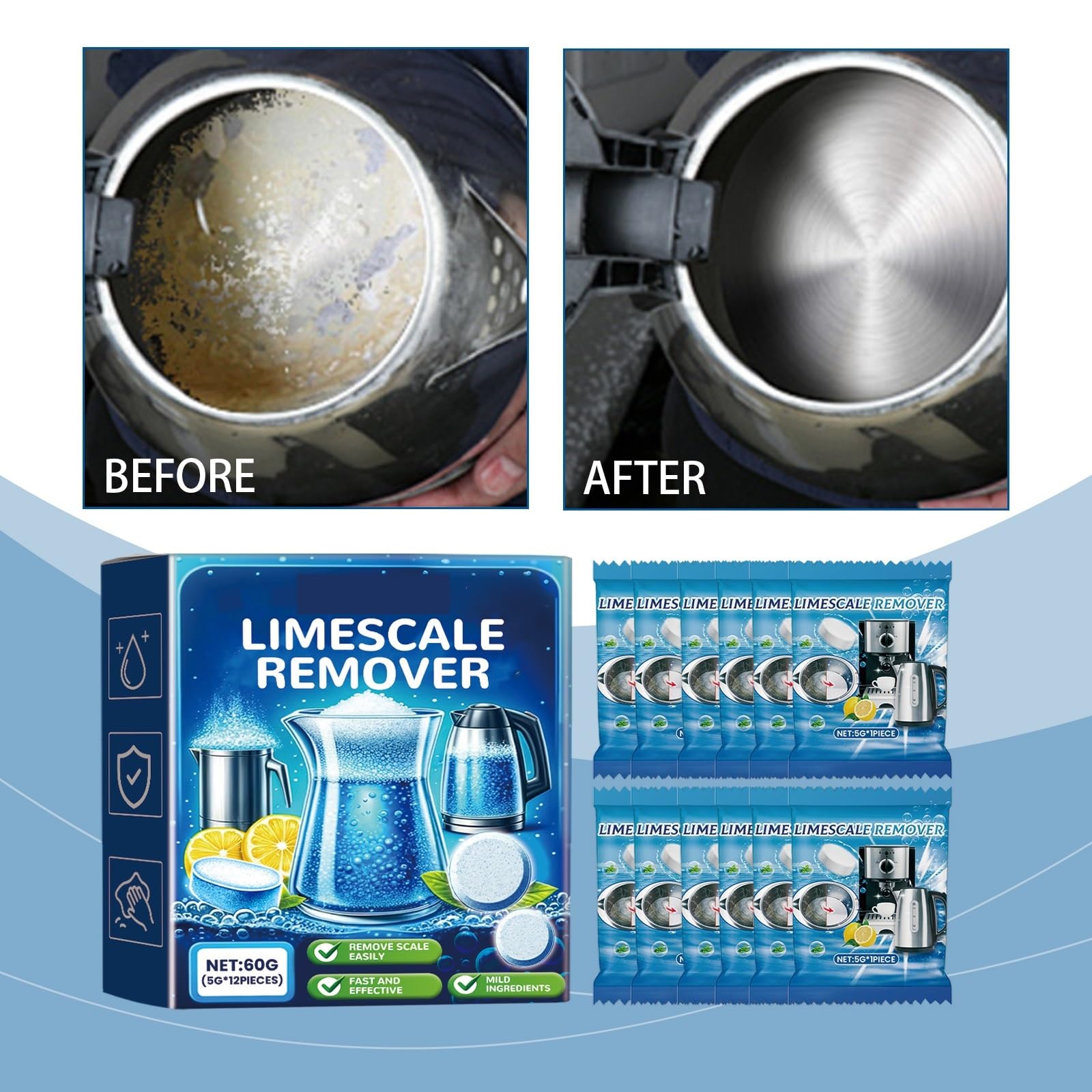 pastiglie detergenti per lavatrice Compresse effervescenti for la pulizia delle squame(3 Boxes)