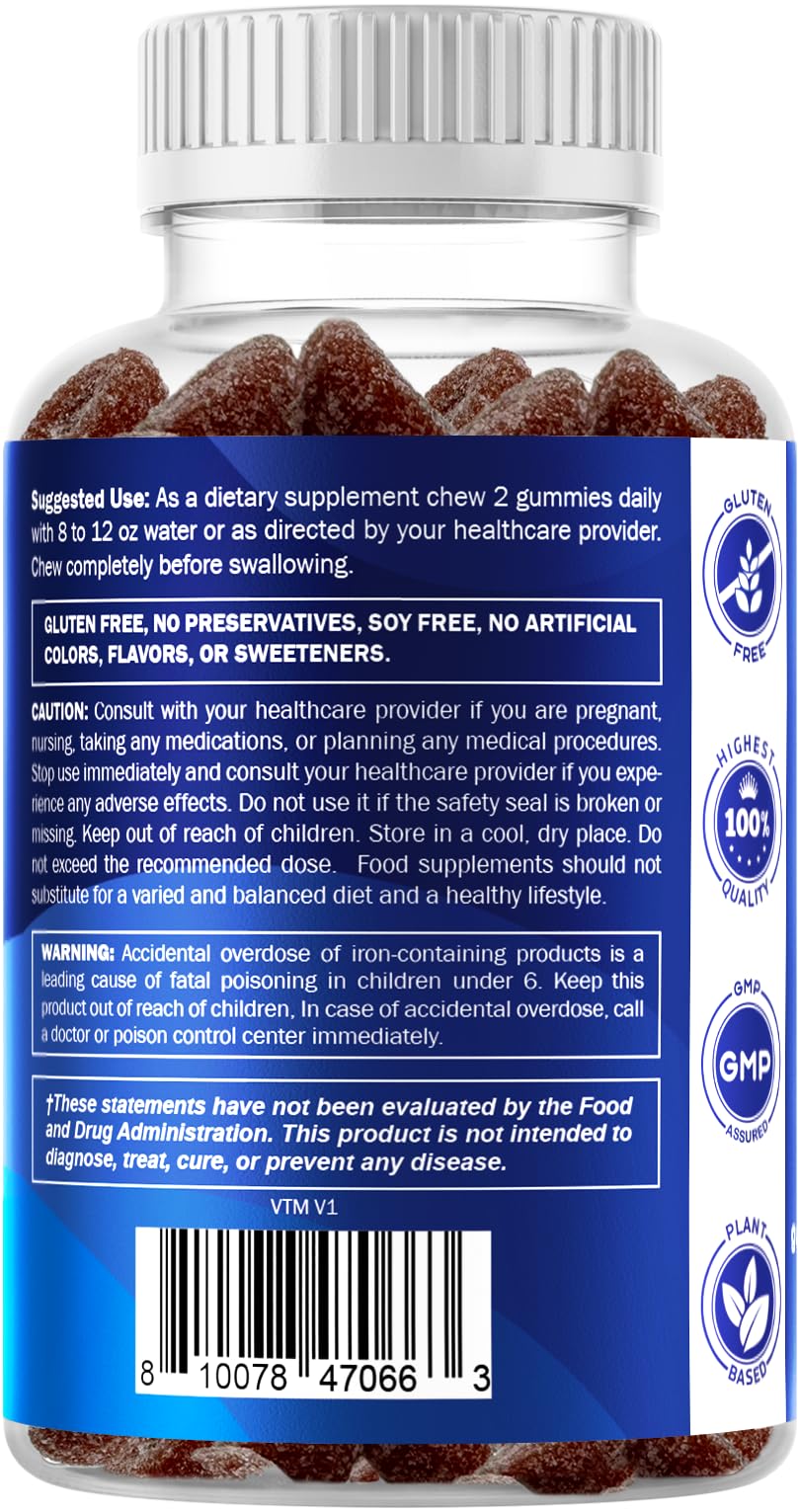 Vitamatic Vegan Iron 20 mg with VIT. C, 60 Natural Grape Flavor Gummies — Amazon image 9
