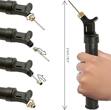 CampTeck U6863 Dual Action Ball Pump Portable Hand Air Pump with 4 Needles for Football, Rugby Ball, Basketball, Soccer Ball, Volleyball, Handball and other Sports Balls – Black