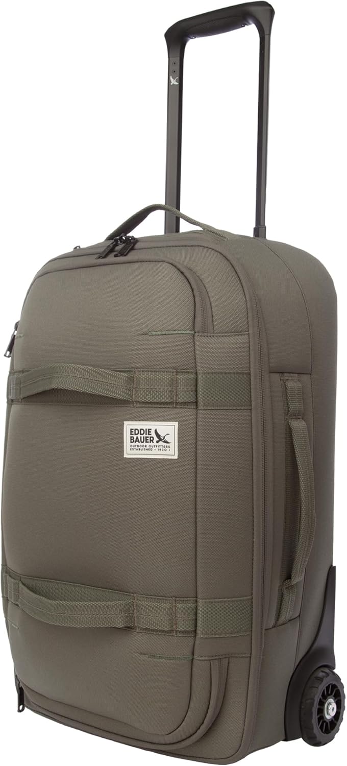 Eddie Bauer Excursion Traveling 22 Rolling Duffel Bag with Lightweight Telescopic Handles and Rugged Wheels - 40L, Spruce