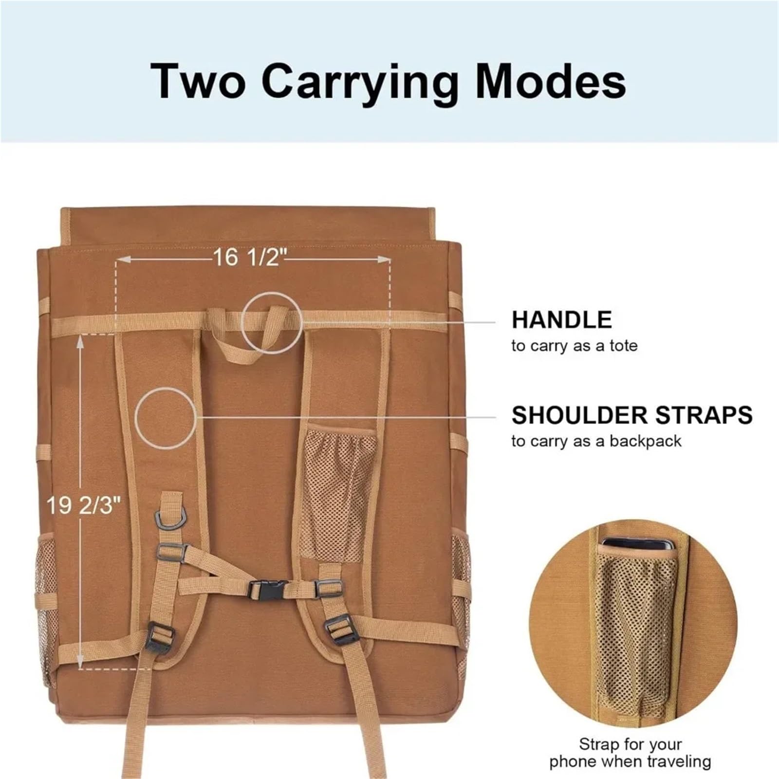 Air Artist-Rucksack mit Tragegurt, Tragetasche for Künstlerbedarf for Tragen von 18 x 24 Zoll großen Kunstwerken, Zeichenbrettern(Blue)