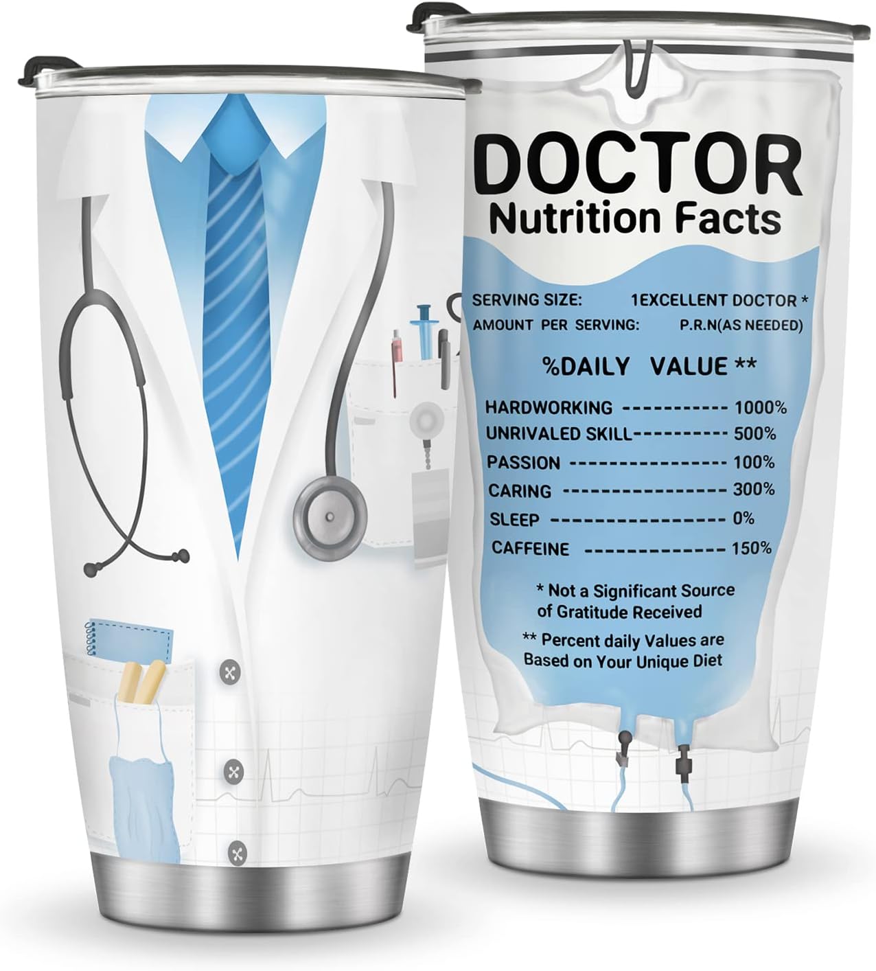 Jekeno Tumbler Mug Doctors Day Gifts for Men Women Coworker Birthday Retirement Appreciation Christmas Presents Home Office Travel Car 20oz Insulated Cup with Lid for Coffee Water Iced Tea