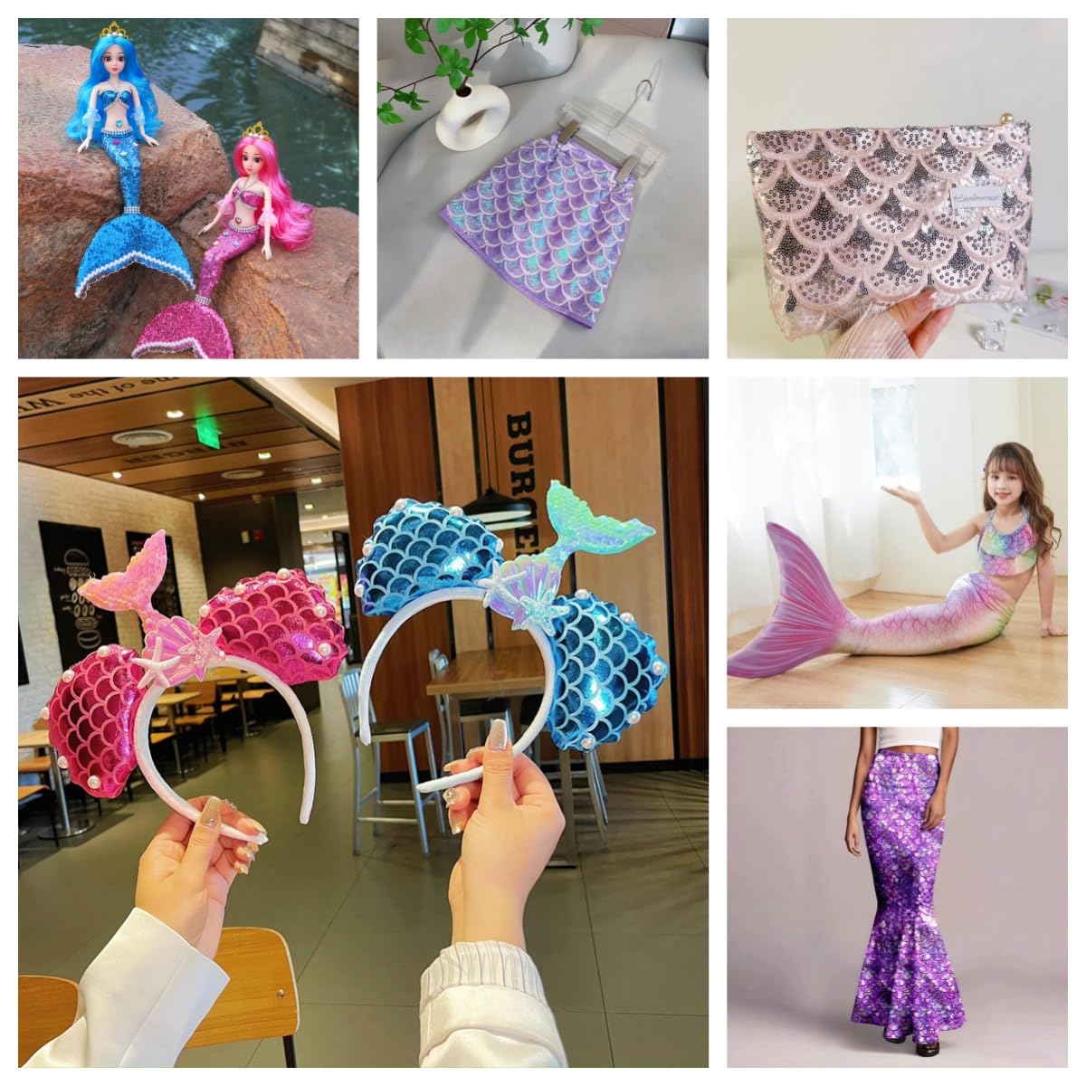 Syrenka, cekiny, materiał o szerokości 130 cm, materiał opalizujący, błyszczący materiał rybny, cekiny, materiał dekoracyjny do szycia, szampana