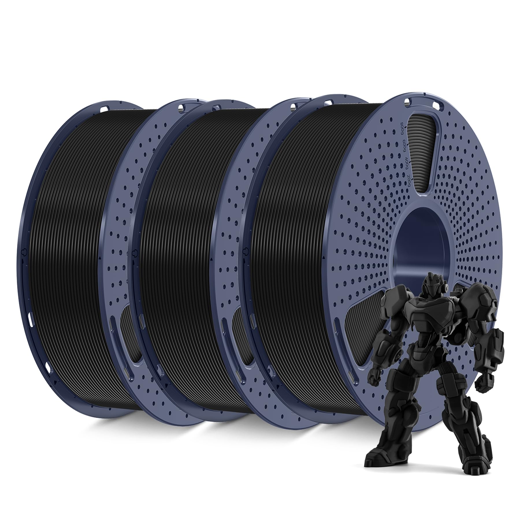 SUNLU PETG Filament 1,75mm 3KG, Pacchetto di Dilamento per Stampante 3D, Resistenza Migliorata e Alta Resistenza, Filamento per Stampa 3D, 1kg per Bobina, 3 Rotoli, Nero+Nero+Nero