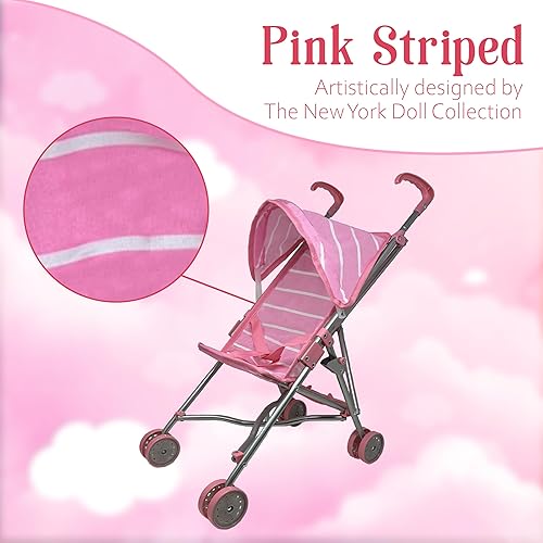 Miniatura 5 de Muñeca de bebé con juego de cochecito - Muñeca de bebé de 12 pulgadas con juego de regalo de chupete - Juguete de cochecito de bebé de tela rosa