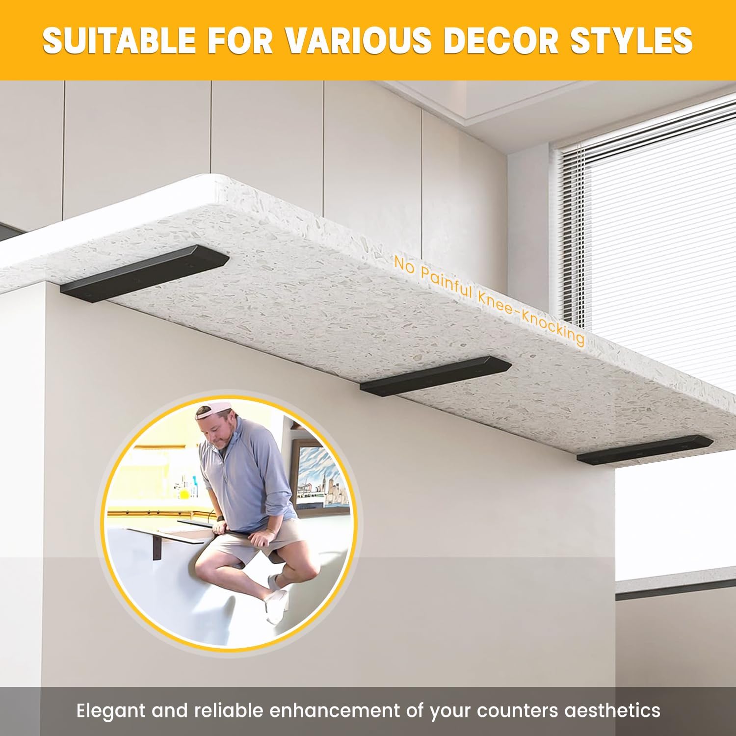 Hidden Countertop Support Bracket 18 Inch 2 Pack Heavy Duty Granite Support Bracket for Kitchen Island Bar Top Countertop