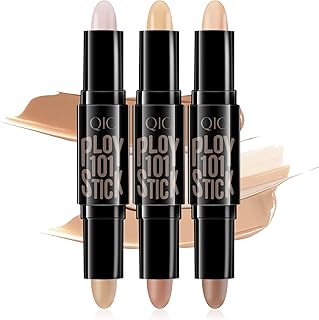 Contour Stick Set, Contour Concealer Highlighter Stick, Contour kit, 6 Color Double-end Make up Body Face Highlighter & Shading Make Up Sticks For Many Skin Type, 3PCS