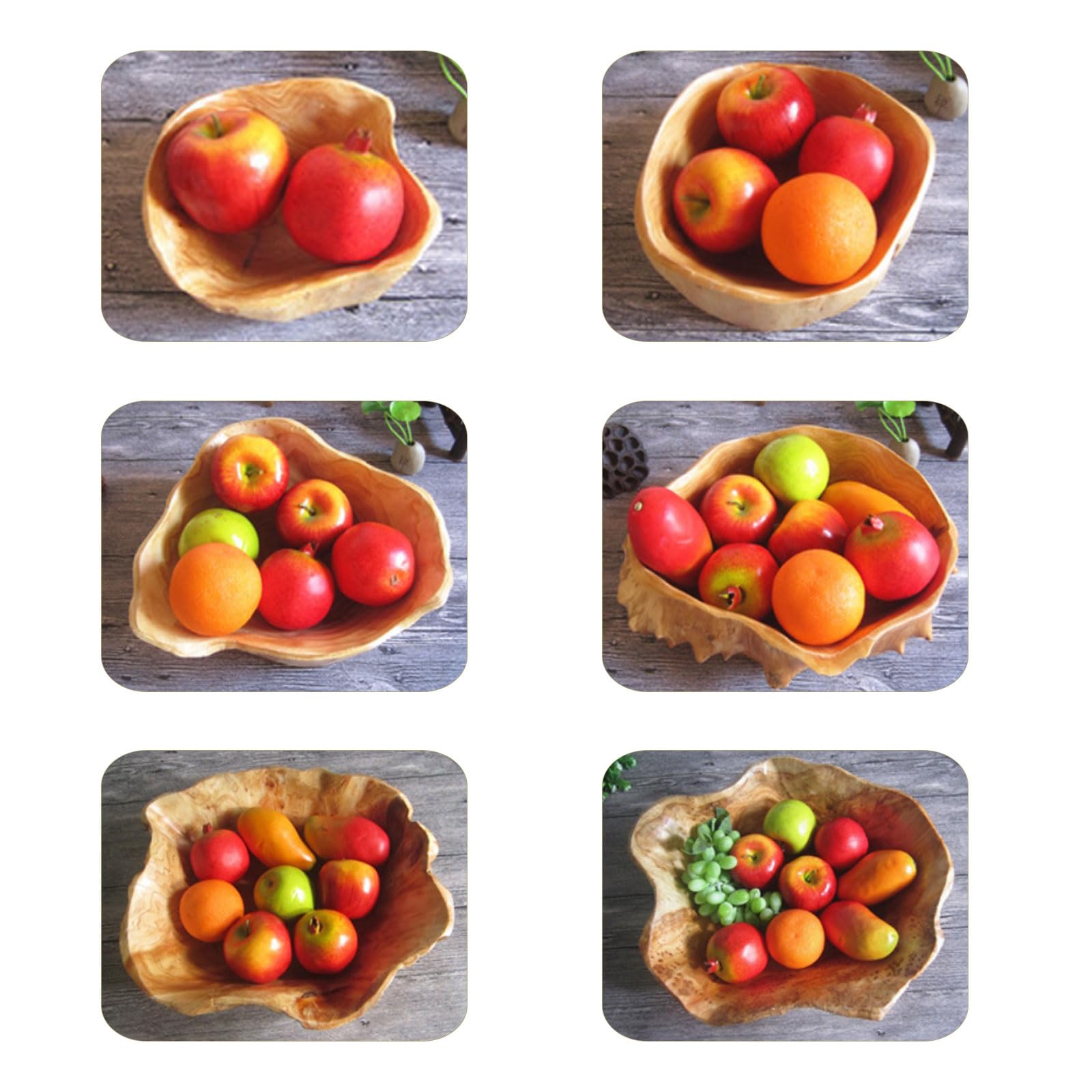 Obstschale aus Natur Holz, Natur Holzschale SalatSchüssel, Handgemachte Dekoschale Unregelmäßige Kreative Obst Servierschüssel Dekoschale für Obst Salate Snack Schlüssel Dekor (30—34cm)