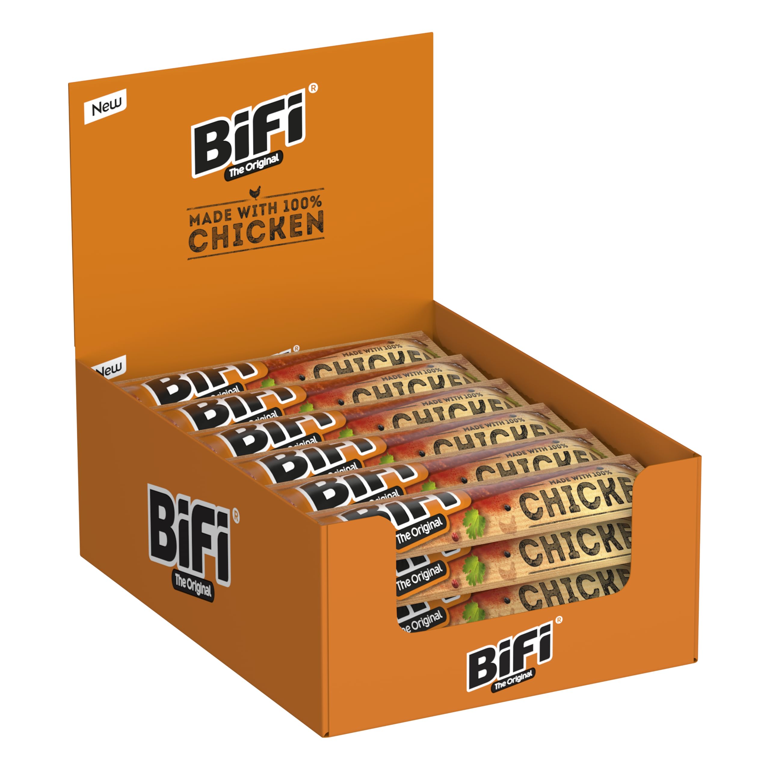 BiFi Chicken High Protein - 24er Pack (24 x 20g) - proteinreicher Hähnchen-Snack ohne Schwein - ideal für Sport und bewusste Ernährung - 100% Hähnchenfleisch - High Protein