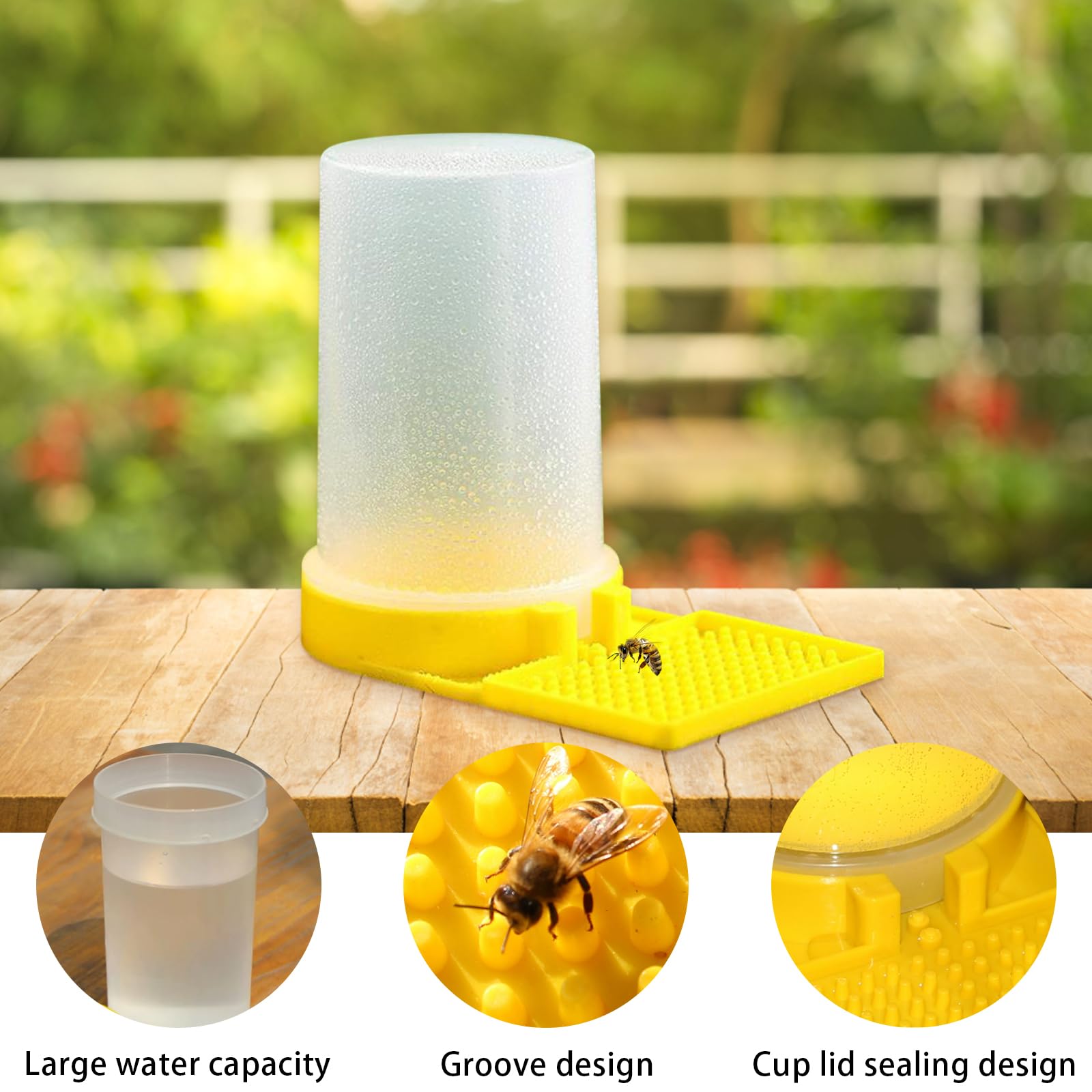 Set 4 Mangiatoie Per Api In Plastica - Distributore D'Acqua Per Alveare, Attrezzatura Apicoltura, Trasparente E Giallo - 3