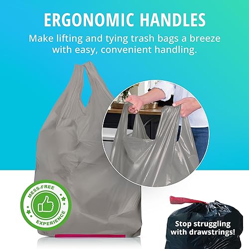 Miniatura 4 de Hippo Sak - Bolsas altas de basura para cocina con asas ergonómicas - Bolsas de basura de 13 galones fabricadas con plástico reciclado de zonas