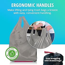Hippo Sak - Tall Kitchen Garbage Bags with Ergonomic Handles - 13 Gallon Trash Bags Made from Recycled Ocean Bound Plastic - Super Strong and Leak Proof Tall Kitchen Trash Bags (90 Count)
