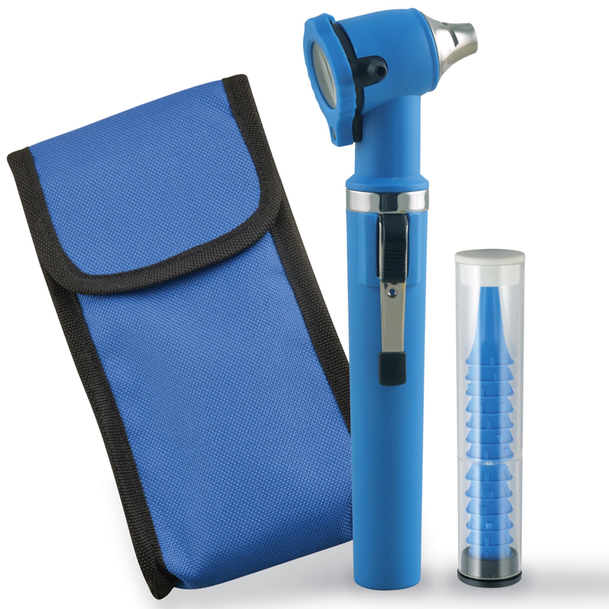 Gima - Otoscopio de fibra óptica Gimalux, plástico profesional, ligero, resistente y libre de látex, azul, 31521