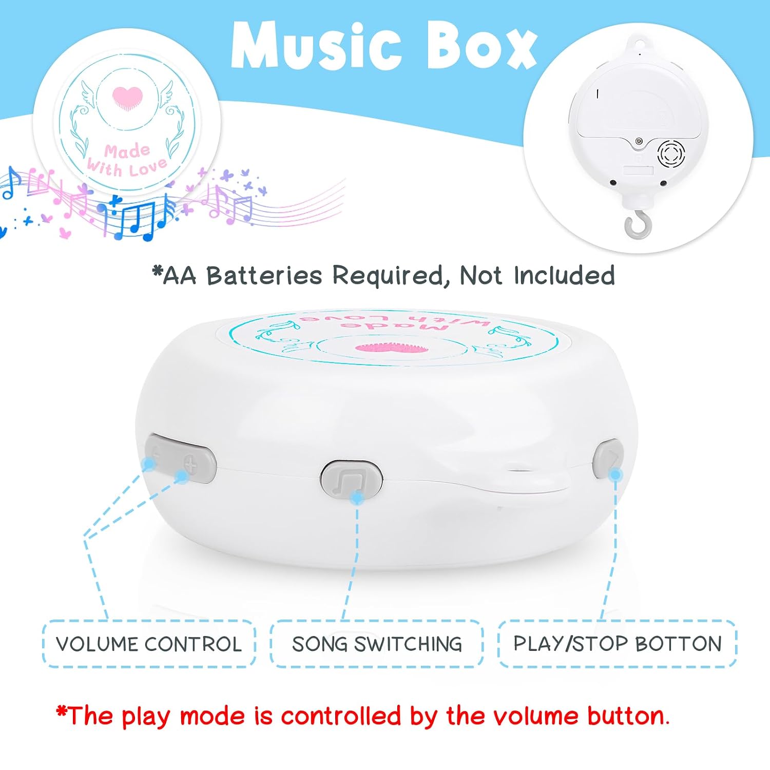Ocean Crib Mobile - Musical Baby Mobile for Crib with 12 Lullabies for Boys & Girls, Sea Animals Baby Crib Mobile, Nursery Mobiles, Fits Standard Cribs