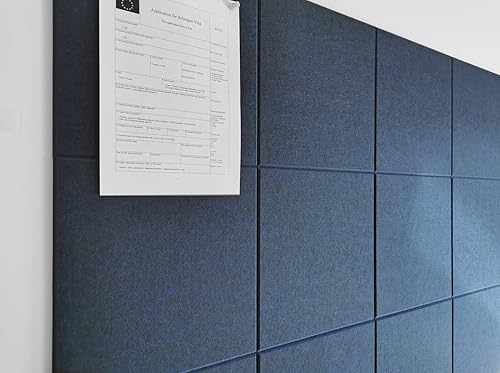 Miniatura 2 de Tablero de corcho de oficina grande alternativo 47 x 35 pulgadas paquete de 12 azulejos de pared de fieltro con pestañas adhesivas extraíbles