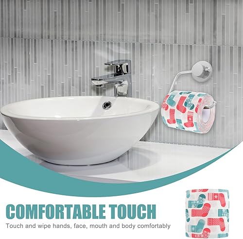 Miniatura 8 de EXCEART 1 rollo de calcetines de papel toallas de papel a granel servilletas de papel decoración papel higiénico papel higiénico para baño rollo de