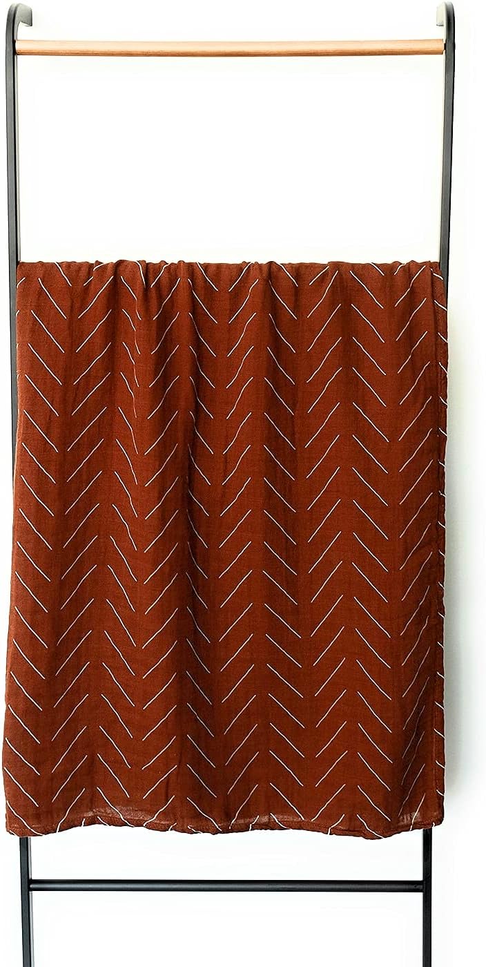 Mebie Baby Rust Mudcloth Muslin Swaddle Blanket