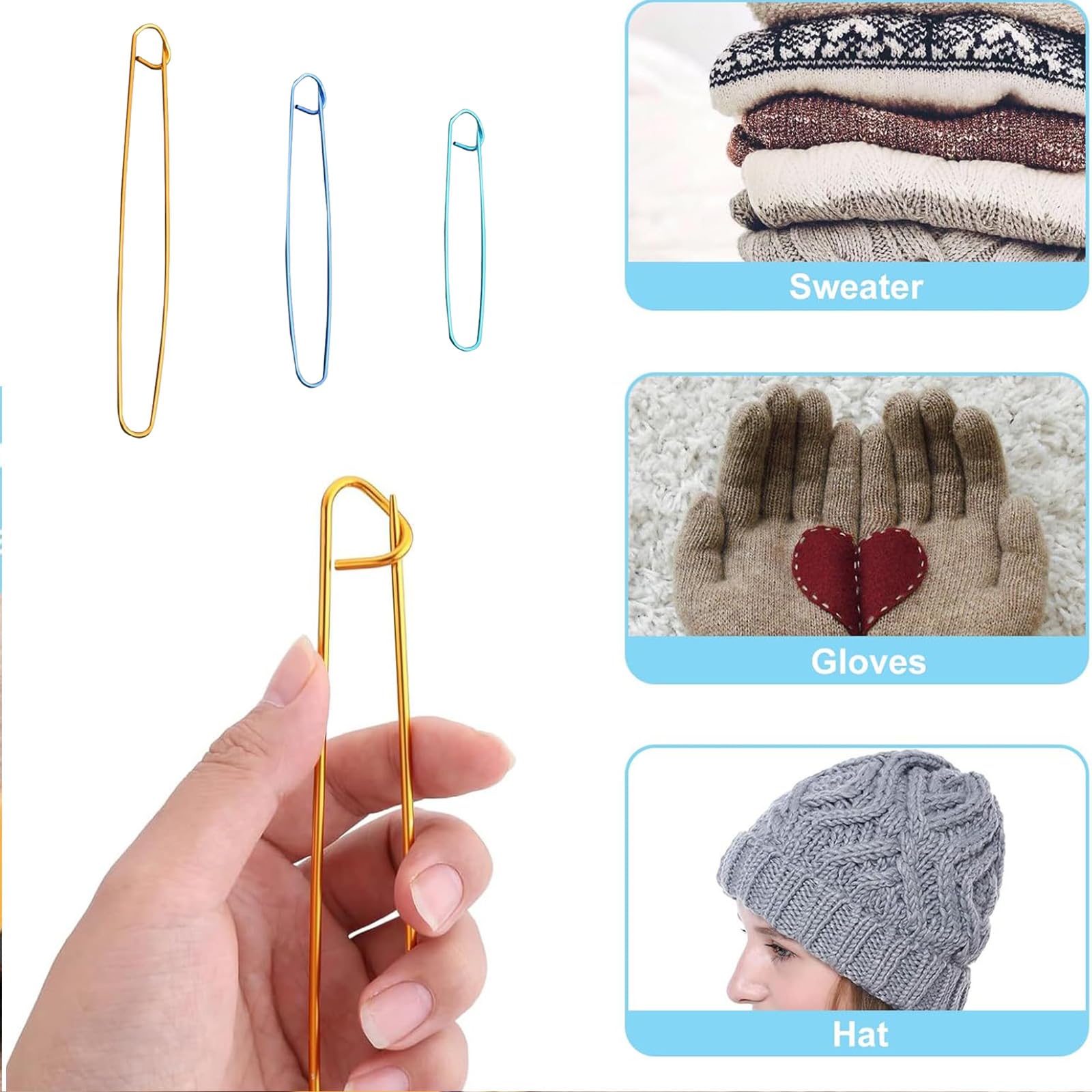 12 Pieces Knitting Stitch Holders For Knitting UK Accessories - Aluminum, Knitting Accessories, Mixed - Image 3