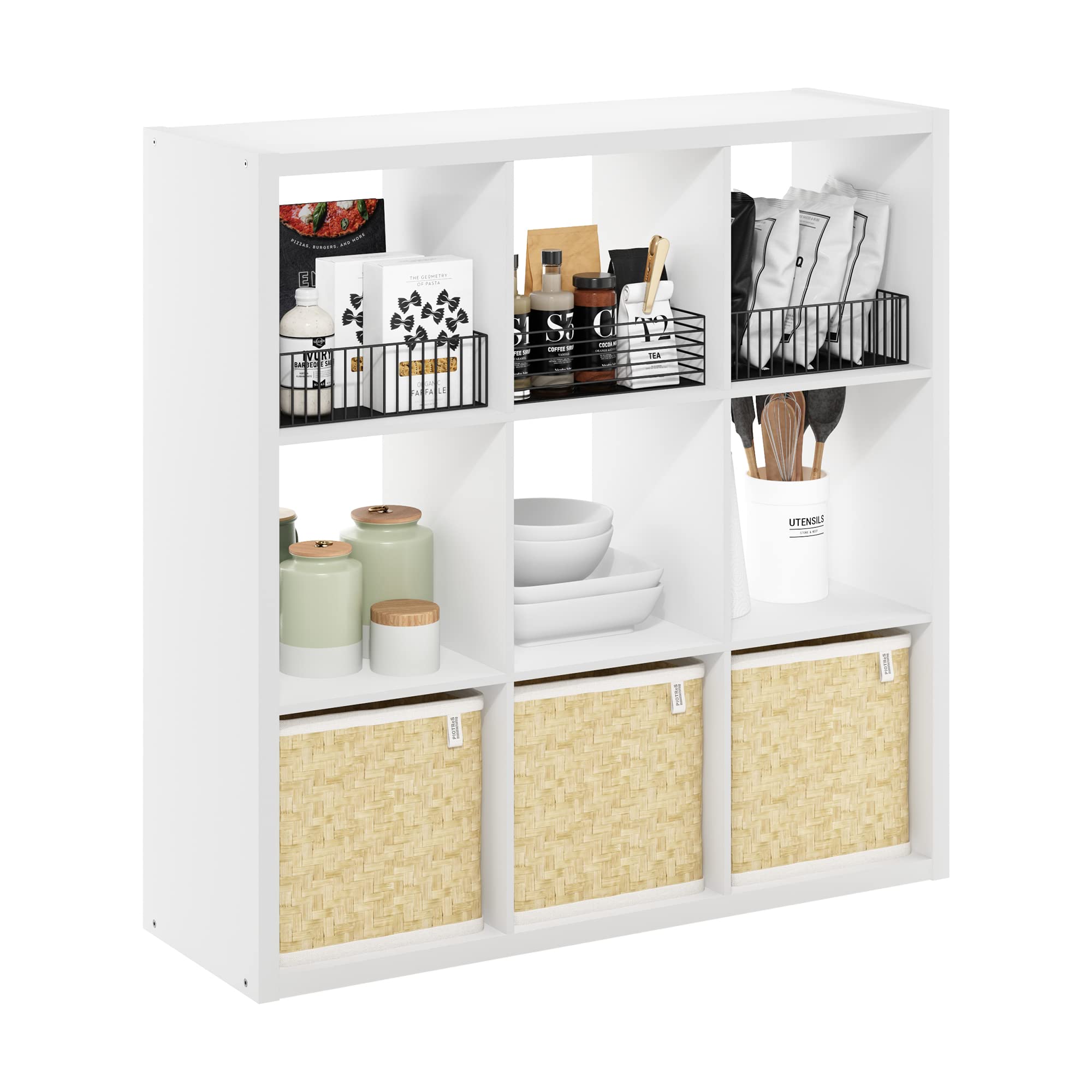 Photo 1 of Furinno Cubicle Open Back Decorative Cube Storage Organizer, 9-Cube, White