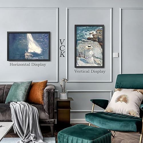 Miniatura 7 de VCK Juego de 4 marcos para póster de 20 x 30 pulgadas, exclusivos marcos de fotos texturizados de madera maciza negra, marco de galería para pared