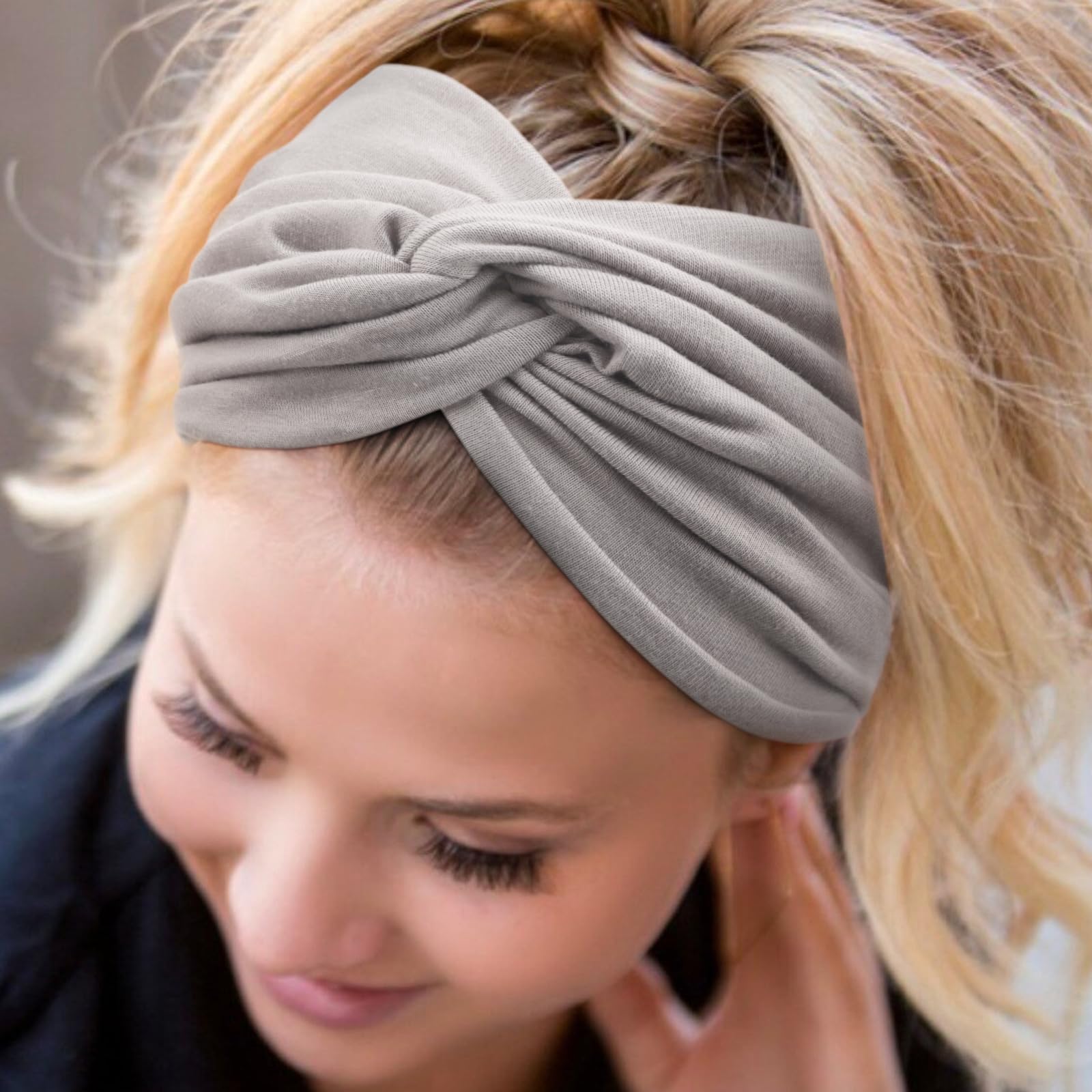 DRESHOW 4 Pack Turban Headbands for Women Wide Vintage Head Wraps Knotted Cute Hair Bands Accessories, 4 Pack Mix Set-C27 - Image 4