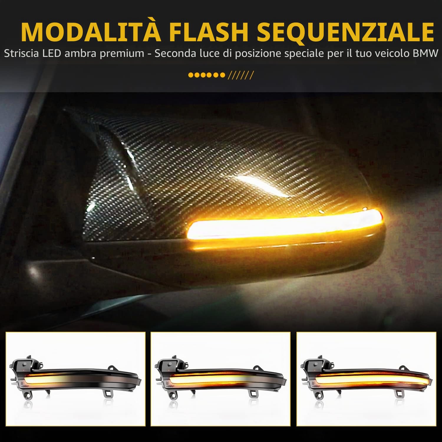 Indicatori di Direzione Per F20 F21 F22 F23 F30 F31 F32 F33 F36 X1 E84 i3 M2 F87 Indicatore Laterale Dinamico Indicatore di Direzione Luce Indicatore Sequenziale Dello Specchio Ambra, 2 Pezzi