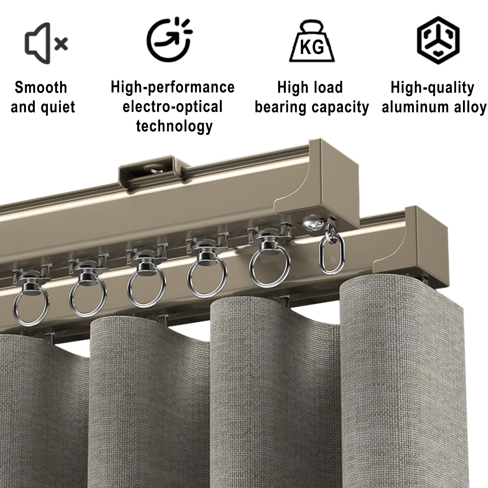 Doppelläufiges Gardinenstangen-Set – robuste Aluminium-Vorhangteile für und Balkone – 80 cm Deckenhalterung – stilvolles Frankreich-Design für Büros und Zuhause