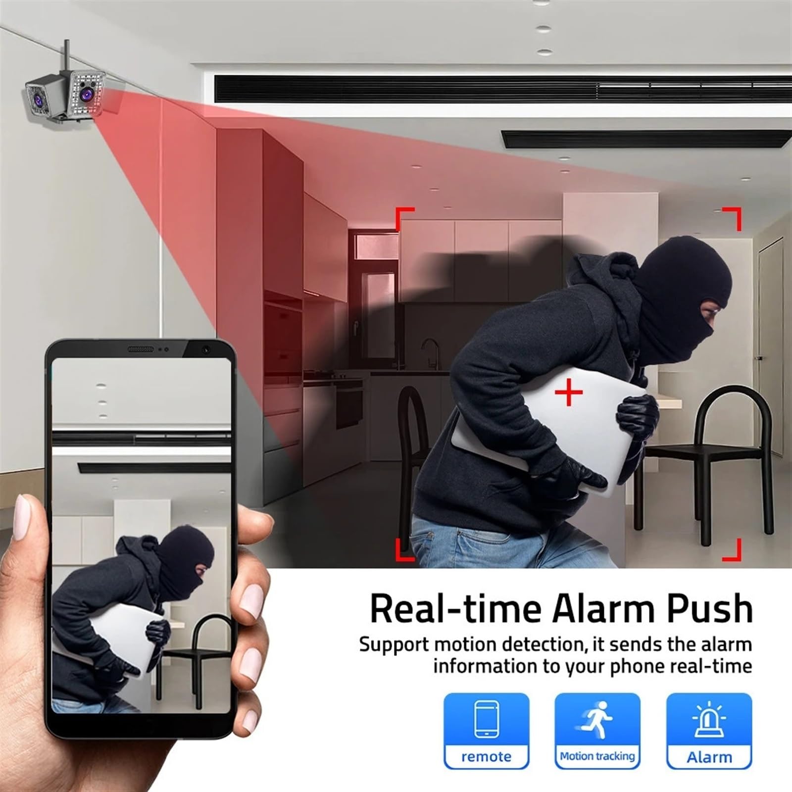 Telecamera di sicurezza esterna Telecamera PTZ da 9MP 5K a tre obiettivi con doppio schermo Ai Rilevamento umano Telecamere di sorveglianza CCTV esterne senza fili rilevamento automatico(9MP Camera)