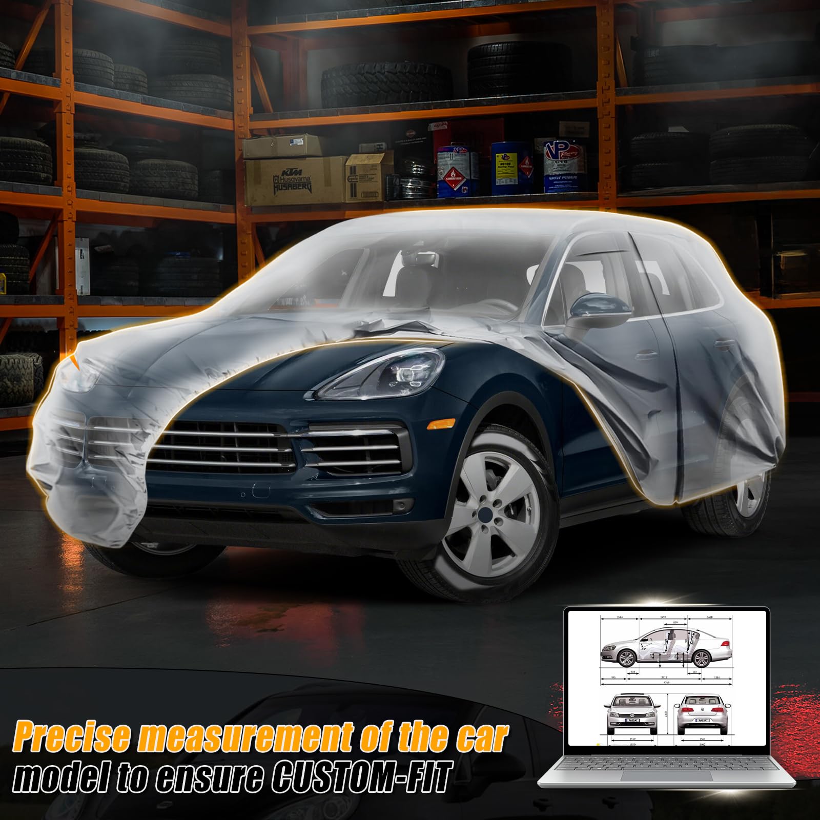 Cubierta impermeable para Porsche Cayenne 2009-2025, funda para todo clima con cierre de cremallera, resistente al viento, gris